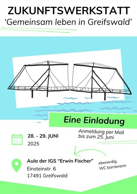 Flyer Zukunftswerkstatt "Gemeinsam leben in Greifswald" Flyer Zukunftswerkstatt "Gemeinsam leben in Greifswald"