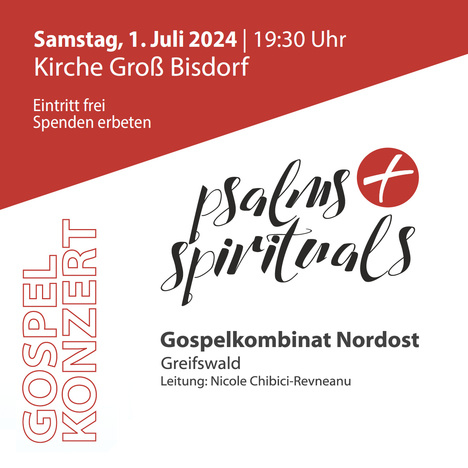 Sommerkonzert „psalms & spirituals 2“ in der Kirche Groß Bisdorf
